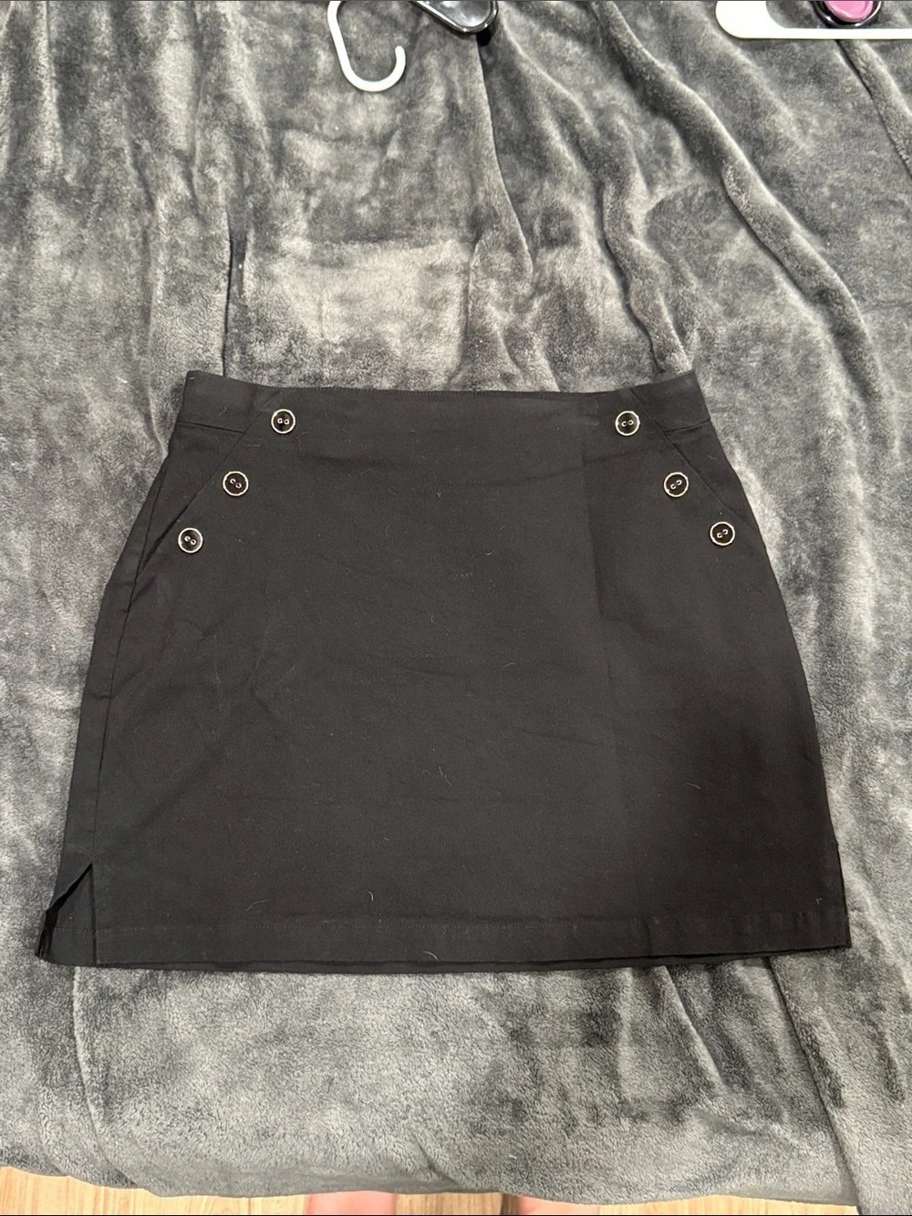 Rafaella Black Button-Accent Mini Skirt